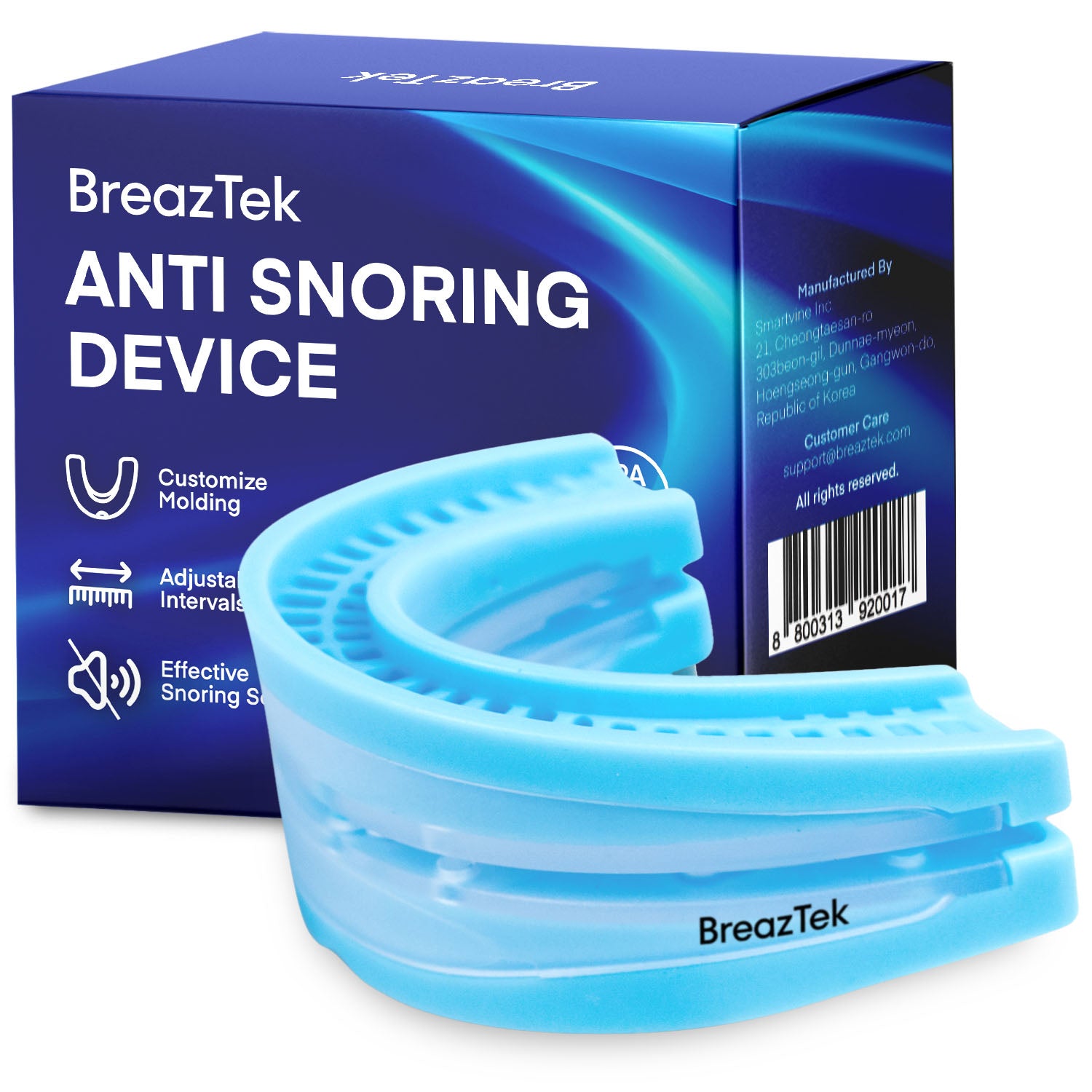 BreazTek Anti-Snoring Mouthpiece for Quiet Sleep: Adjustable Anti-Snoring Devices with Replacement